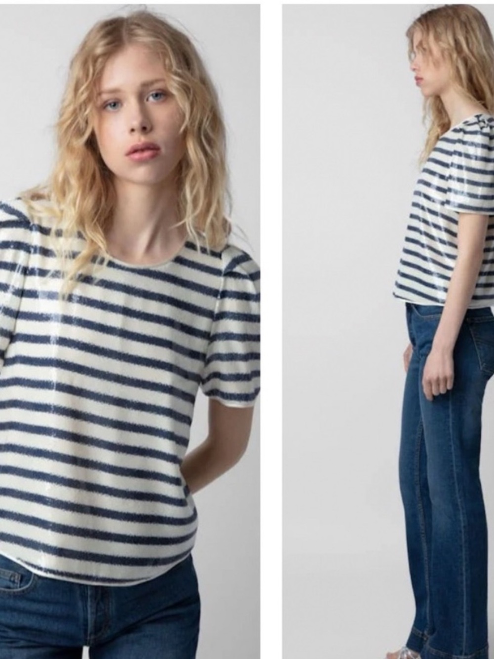 Zadig & Voltaire Tchao Sequins Stripe Top XS